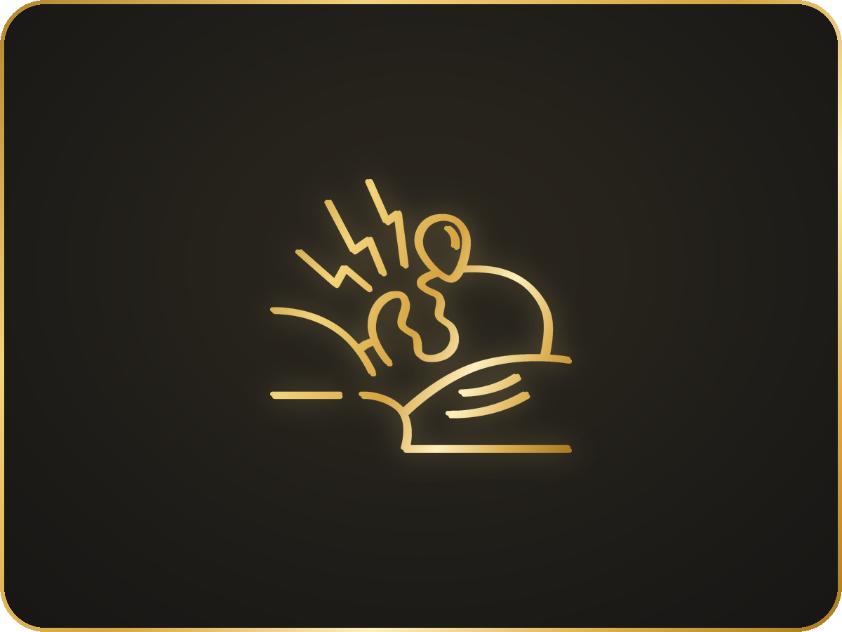 Goldenes Icon: Person im Bett
