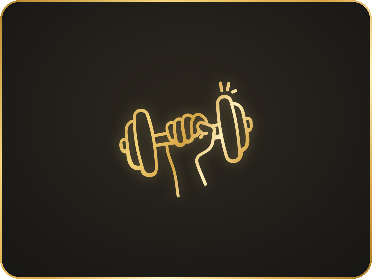 Goldenes Icon: Hand mit Hantel